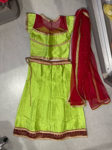 Green &amp; Red Lehenga Choli Set