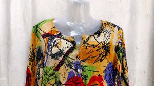 Colorful Abstract Print Button-Up Top