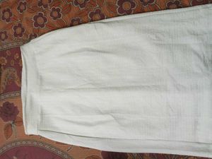 Cream Textured Pencil Skirt with Zipper