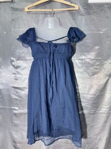 Charming Blue Puff Sleeve Dress