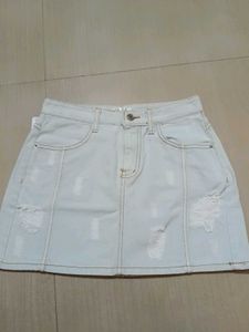 Distressed Denim Mini Skirt