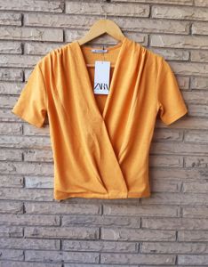 Zara Mustard Wrap Top