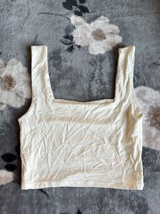 Cream Square Neck Tank Top