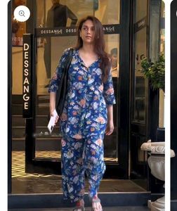 Blue Floral Print Kurta Set