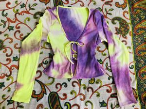 Tie-Dye Front Tie Crop Top