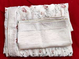 Elegant Embroidered Saree With Blouse Piece