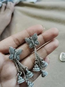 Boho Butterfly Jhumka Earrings oxidized