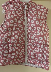 Pink Leopard Print Puffer Vest