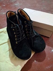 Black Lace-Up Ankle Boots