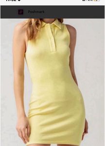 Yellow Sleeveless Collared Mini Dress