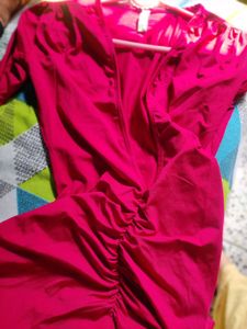 Plunging neckline V Red Maxi Dress