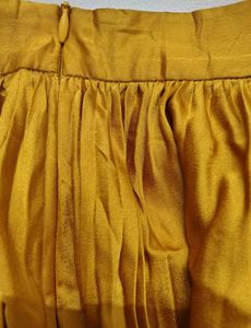 Mustard Yellow Pleated Midi Skirt