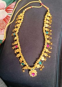 Elegant Gold Necklace with Ruby and Emerald