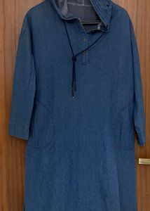Premium USA Style Hooded Denim Dress with Pockets