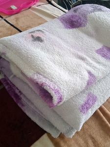 Cozy White &amp; Purple Plush Blanket