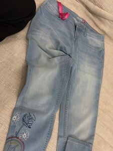 Light Wash Embroidered Jeans
