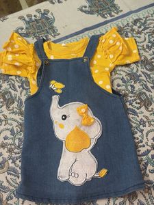 Adorable Elephant Denim Overall Dress