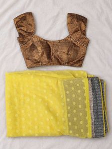 Yellow Saree with Embellished Blouse