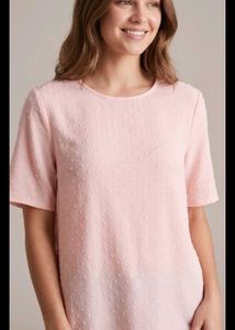 Pink Textured Short Sleeve Top