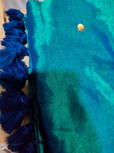 Royal Blue Tissue Silk Saree with Elegant Tassels