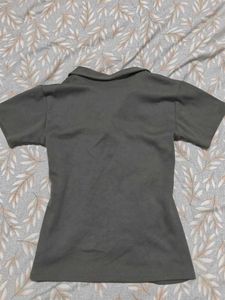 Stylish Olive Green Polo Top