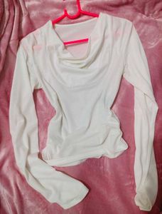 Chic White Long Sleeve Wrap Top