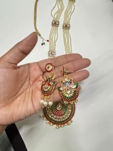 Exquisite Peacock Pearl Necklace &amp; Earring Set