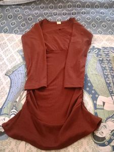 Ribbed Ruched Bodycon Dress