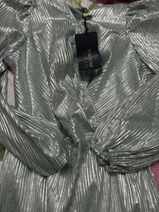 Shiny Ruched Wrap Dress