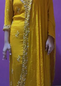 Yellow Embroidered Kurta Set with Dupatta