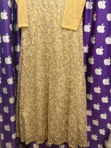 Elegant Gold Embroidery Maxi Gown