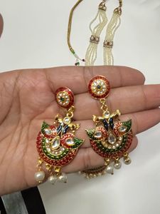 Exquisite Peacock Pearl Necklace &amp; Earring Set