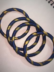 Blue & Gold Thread Bangles (Set of 4)