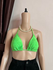 Bright Green Textured Bikini Top (32-34 bust)