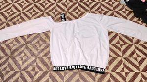 White Crop Top with 'LOVE' Accent