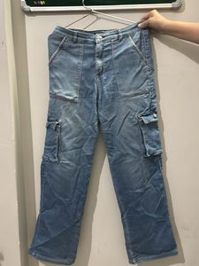 Light Wash Cargo Jeans