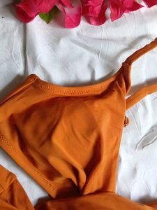 Orange Bikini Set with Wrap Tie