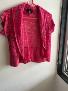 Chic Pink Open Front Knit Cardigan