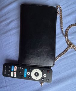 H&amp;M Black Clutch with Gold Chain