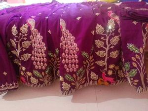 Elegant Purple Lehenga Choli Set semi stitched