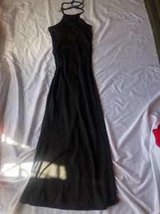 Sleek Black Halterneck Mini Dress