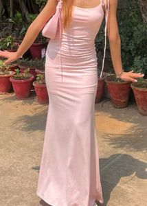 Elegant Pink Strappy Maxi Dress