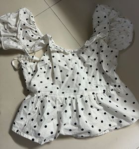 Cute Polka Dot Peplum Top