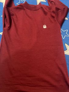 Maroon mens  Long Sleeve Top with Logo