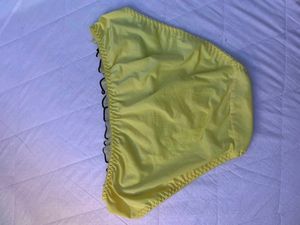 Cute Yellow Ruffled Briefs with Black Lace Trim