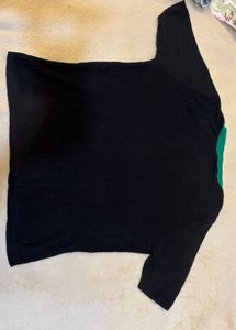 Black Ribbed Crew Neck T-Shirt