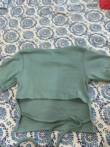 Korean Mint Green Ribbed Crop Top