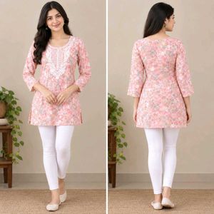 Pink Floral Embroidered Kurta