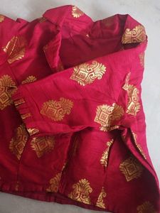Red &amp; Gold Brocade Blouse
