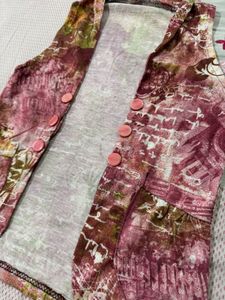 Pink Sleeveless Button-Up Top with Fairy Graphic